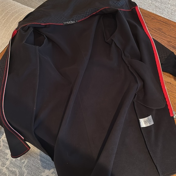 Lousje & Bean Assymetrical Zip Car Coat Women’s Black w/ Red Trim Size Small - Picture 11 of 13